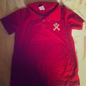 Toddler boys baseball collar shirt. Red.